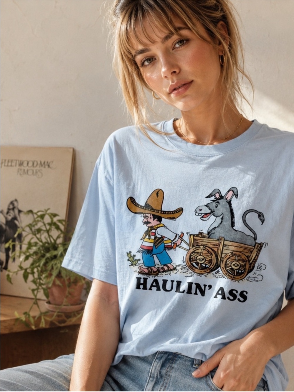 Vintage 70s Haulin Ass Single Stitch T Shirt L paper thin tee funny humor